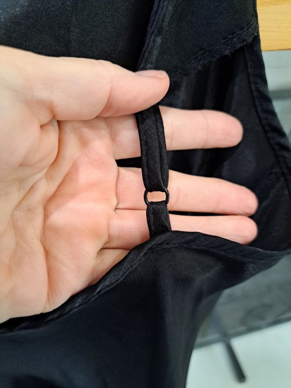 Y2K Bebe Black Satin Cowl Neck Midi Slip Dress Adjustable Straps USA M Sexy - Picture 5 of 12